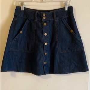 Forever 21 A-line button-front jean skirt